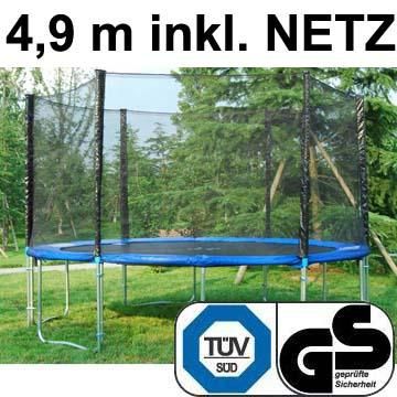 Gartentrampolin mit Sicherheitsnetz     250 bis 490 cm     NEU