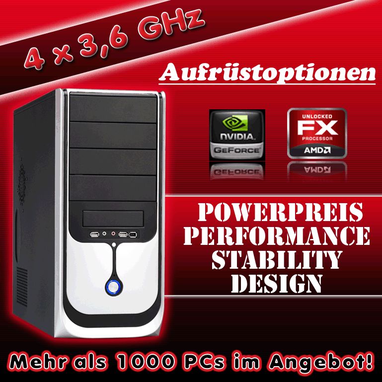 GAMER PC AMD FX 4100 GF GT 520 1GB 4GB DDR3 500GB 22x DVDRW ASUS 1GBit