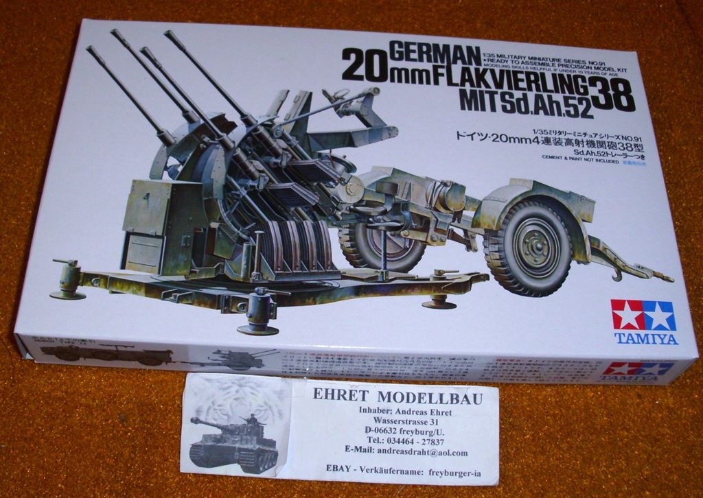 WWII german 20mm Flakvierling mit Sd.Ah. 52 in 135 Tamiya Neu