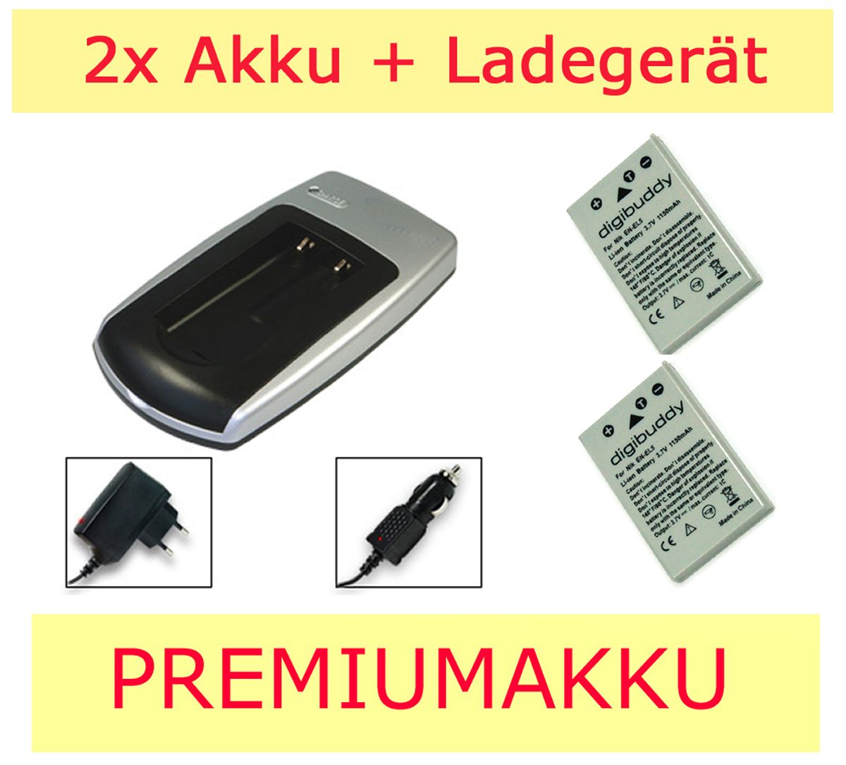 2x PREMIUM AKKU + LADEGERÄT FÜR NIKON COOLPIX P510