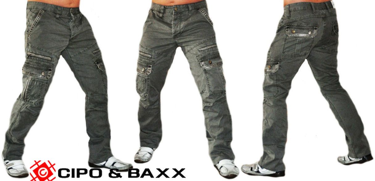 CIPO & BAXX JEANS HOSE POCKET JEANS NEU C.930 KHAKI W32/L34 32/34