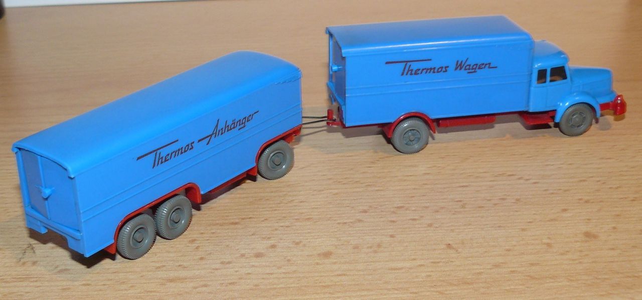 alter Wiking Hängerzug THERMOS WAGEN mit passendem Anhänger ca. 60er