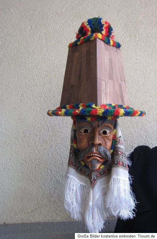 Klötzler Brauchtumsmaske, Holz Maske Perchten, Larve Fasnacht