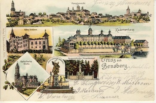 K543. Bensberg 1900  Litho Kadettenhaus Schloss Kirche Kriegs