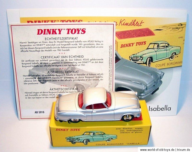 DINKY Toys Atlas Verlag   No.549 Borgward Isabella Coupe in Box