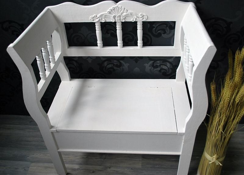 Sitzbank Truhenbank Bank weiß shabby chic #K7