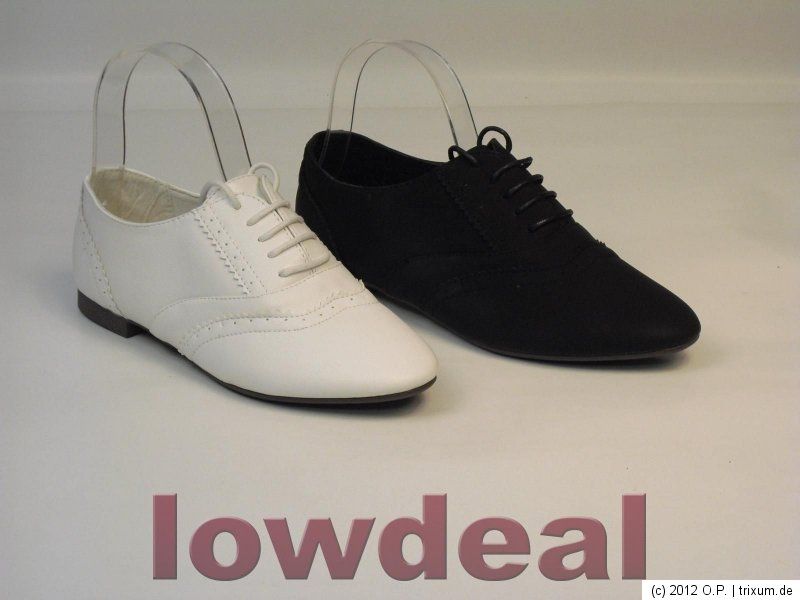 Elegante Damen Halbschuhe mit Schnürsenkel Gr.36 41 in Schwarz oder