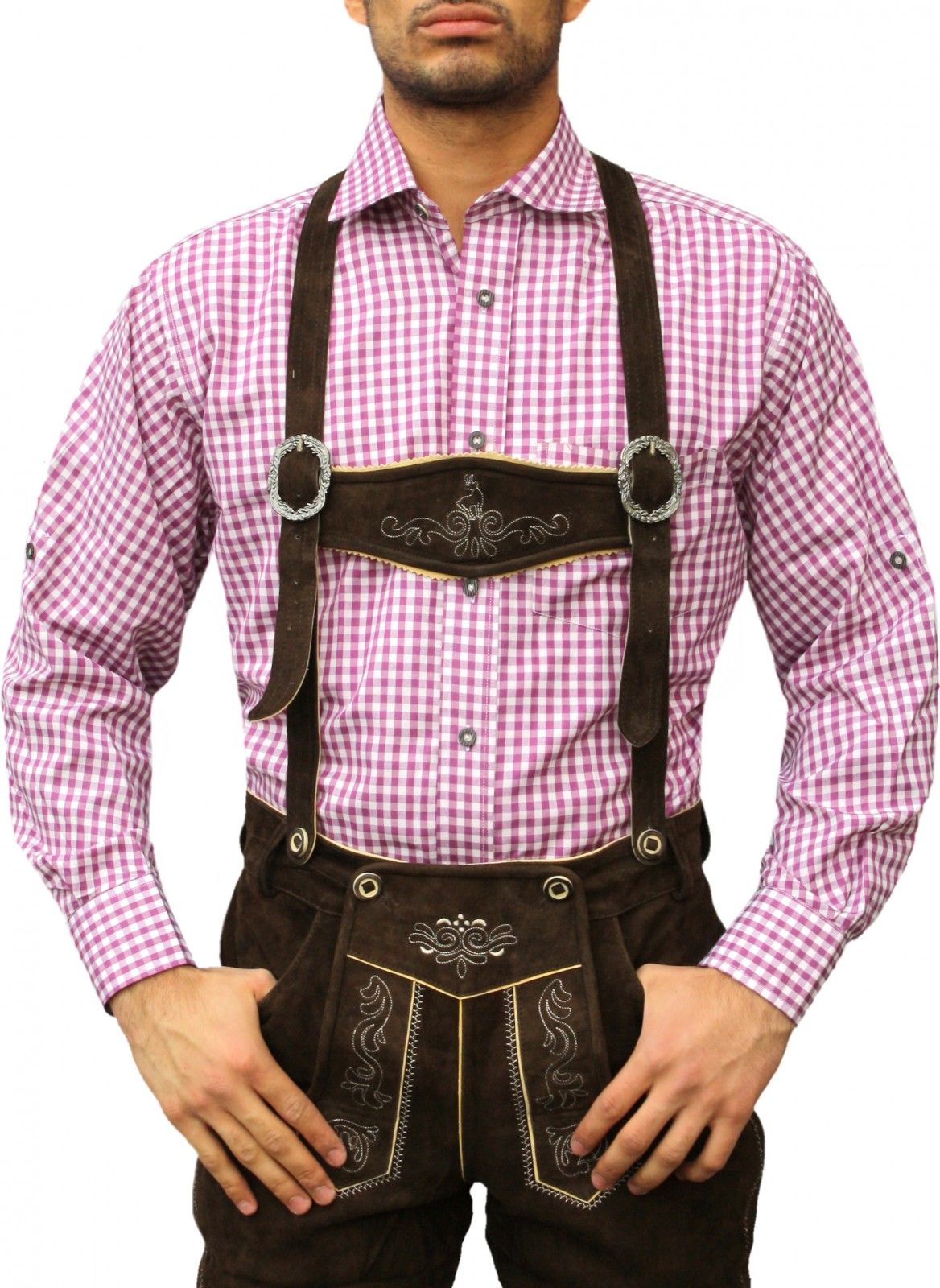 Trachtenhemd für Trachten lederhosen Oktoberfest Lila