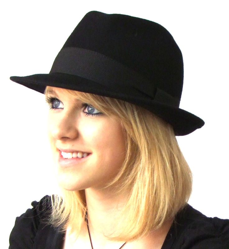 knautschbarer Damenhut Trilby schwarz Hut Damen NEU