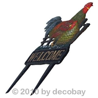 Welcome Schild Garten Hahn Henne Bodenstecker Deko Erde Stecker