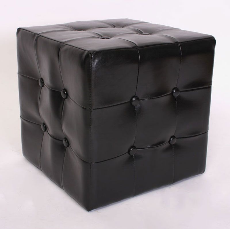 Ware Sitzhocker Sitzwuerfel Hocker N24 Leder 40x40x40 cm schwarz