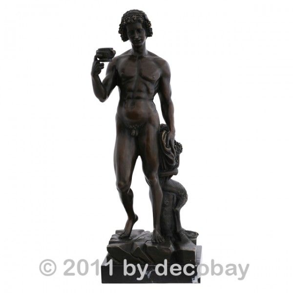 Nackter Juengling mit einem Jungen als Faun Bronze Dekoration Garten