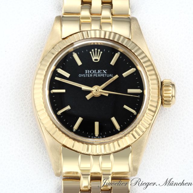 ROLEX UHR LADY OYSTER PERPETUAL GOLD 750 AUTOMATIK Armbanduhr Damenuhr