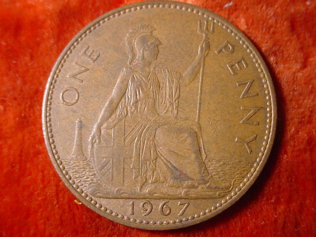 GR.BRITAIN 1967 ONE PENNY ELIZABETH II DEI GRATIA REGINA 666