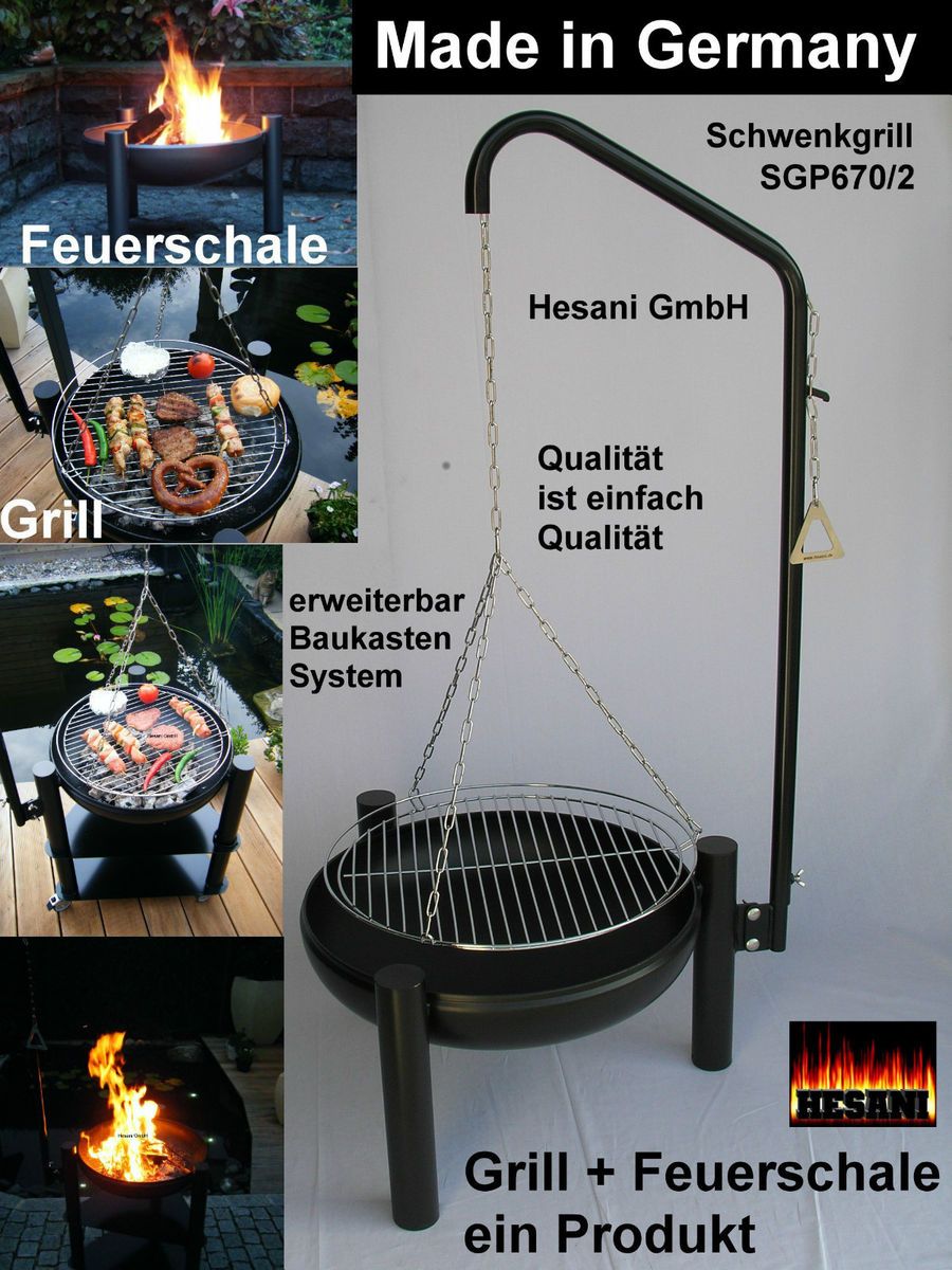 SGP670 2 Schwenkgrill Grill Grillrost Feuerschale Dreibein Kette