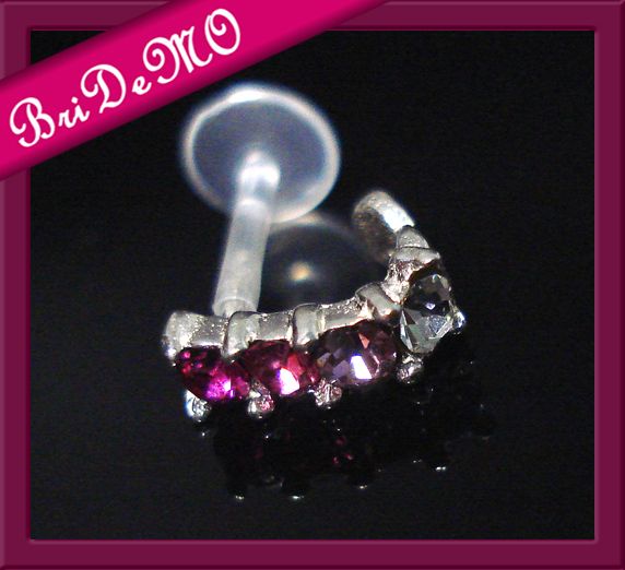 HELIX Tragus Cartilage Ohr Piercing PTFE 4 Kristalle in Pink / weiß