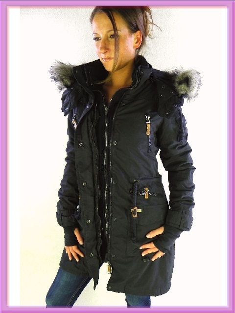 Khujo Winter Parka CAMILLA Blue Gray Anthrazit Wintermantel Damen