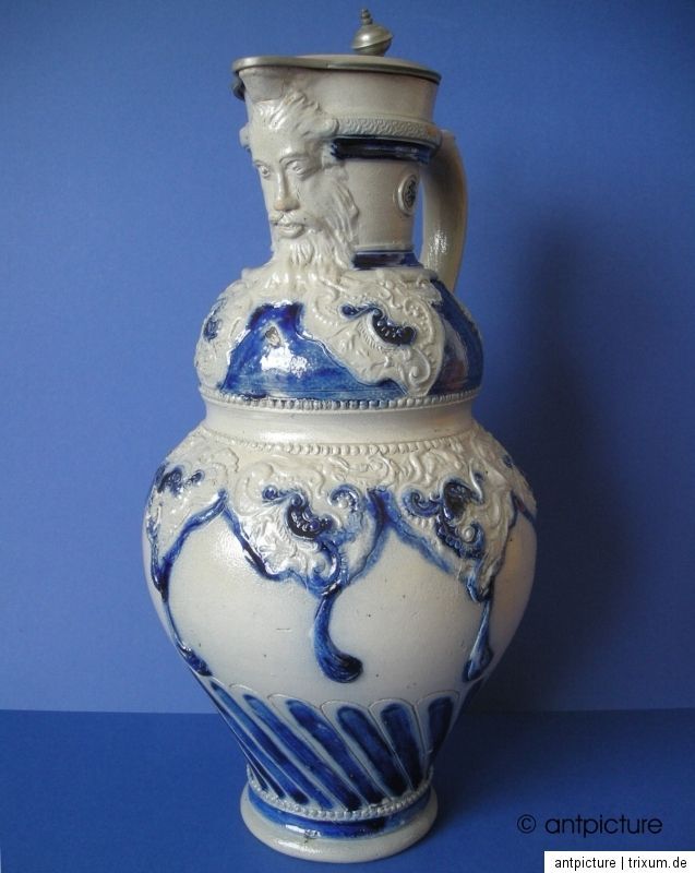 Bartmannskrug Bartmann Krug Barock 1750 geritzt Westerwald Stein early