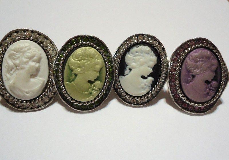 Gemme Kamee Cameo Barock Vintage Ring mit Strassstein verstellbar