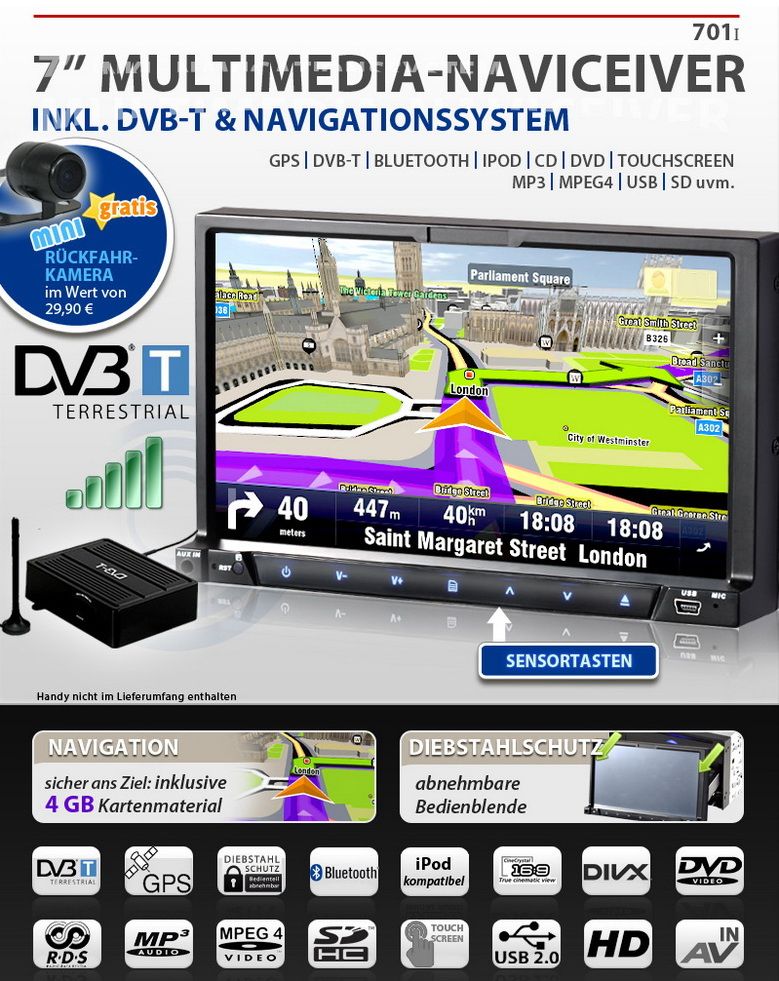 701   Premium Universal 2din 7 zoll naviceiver von Redyon