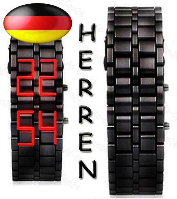 Lava LED Uhr Armband Iron Samurai schwarz   rot HERREN