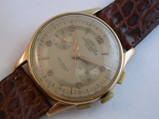 alter Chronograph CORESA um 1950 Gold 750   695/293