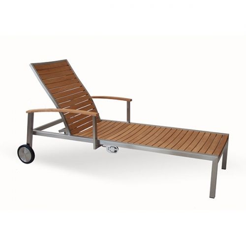 DIAMOND GARDEN Rollliege Malaga, schicke Gartenliege aus Premium Teak