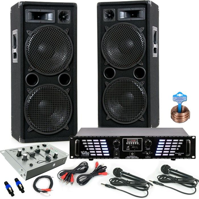 Partyanlage Boxen  USB SD 3000W Verstärker Mixer DJ 710