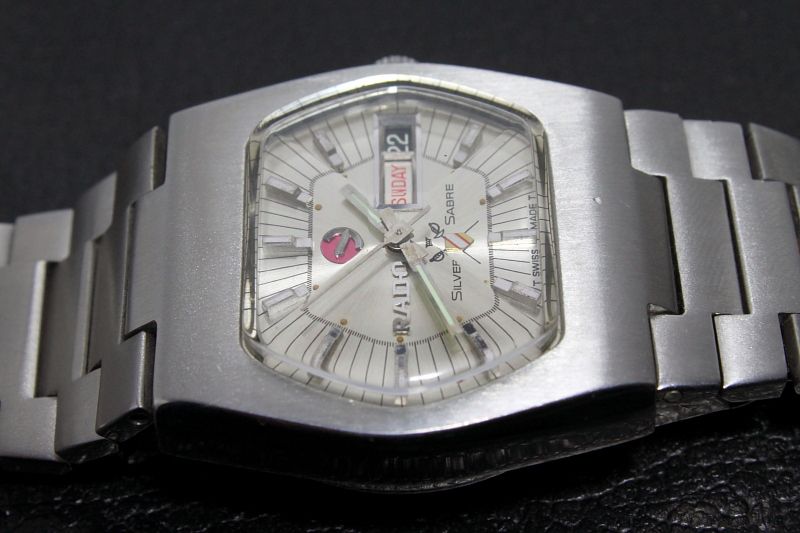 Vintage RADO Silver Sabre DayDate ETA 2789 Automatik 25J Sekundenstopp