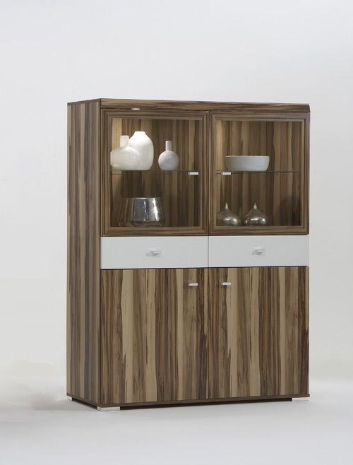 Vitrine Sammlervitrine Glasvitrine Highboard Mod V732 Baltimore Nuss