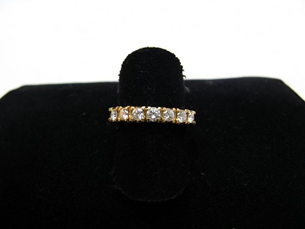 R714 585er 14kt Gelbgold Gold Ring klassisch, schmal mit 7 Brillanten