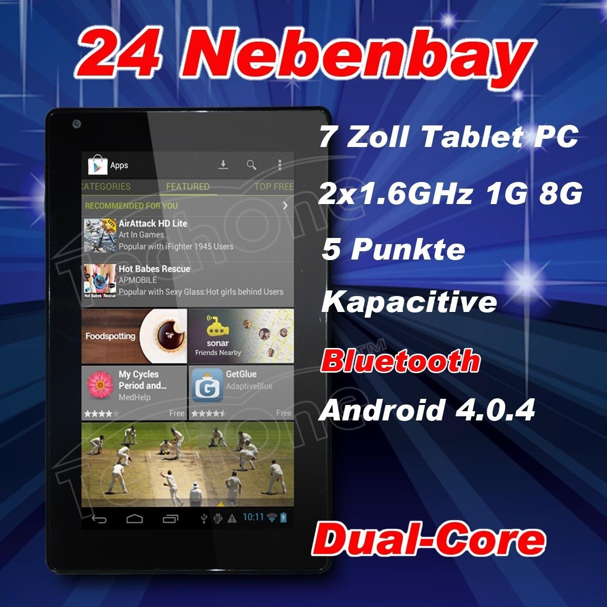 Tablet PC Dual Core CPU QUAD CORE GPU Android Kapazitiv hdmi WLan 727