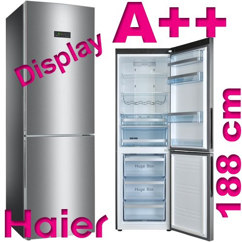 HAIER CFD 733 CX EDELSTAHL KUHL GEFRIERKOMBINATION A KUHLSCHRANK 188cm