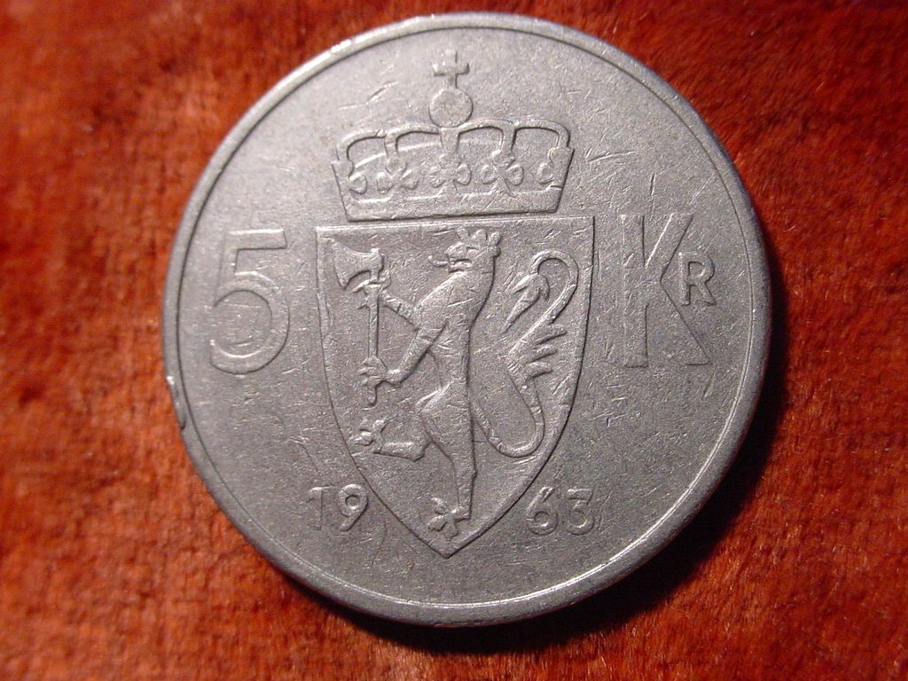 1963 Norwegen 5 Kr Krone Olav V Norges Konge Alt For Norge 738