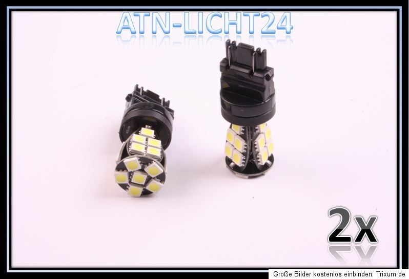 2x 21 LED SMD W2,5x16q 3157 MB3157 W27/7W 12V Xenon weiß 6000K 2