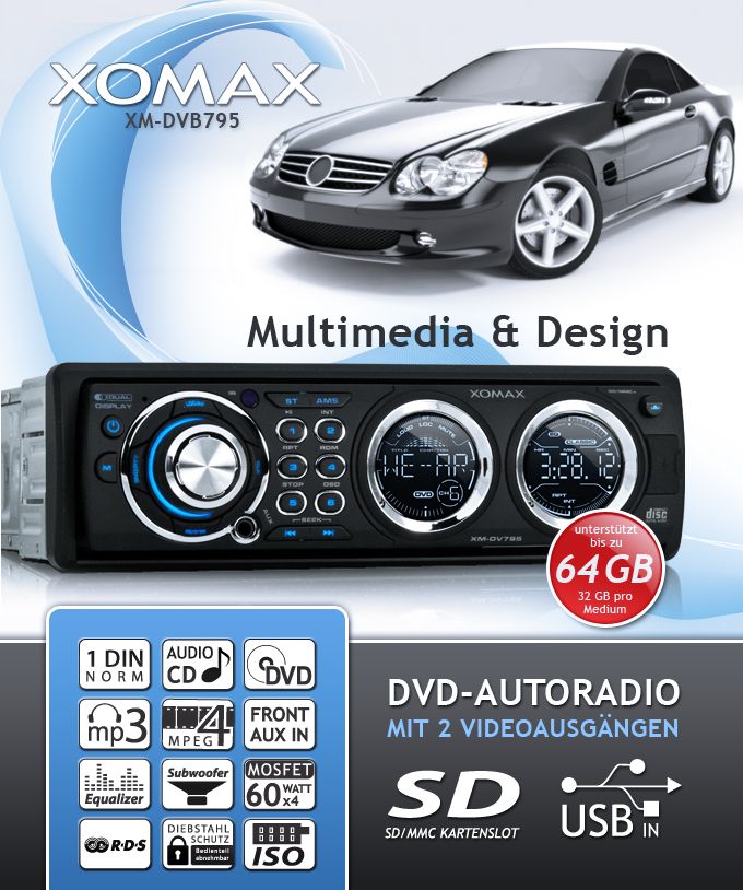 DVD MPEG4 VCD CD  WMA RDS AUTORADIO/Receiver ID3 TAG USB+SD=64GB