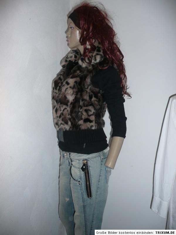 GIPSY by Mauritius FELLWESTE FAKE FUR LEOPRINT ÄRMELLOSE JACKE