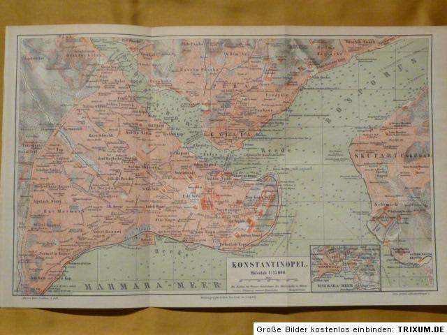 Stadtplan Konstantinopel, Istanbul, Türkei, 1888, M4