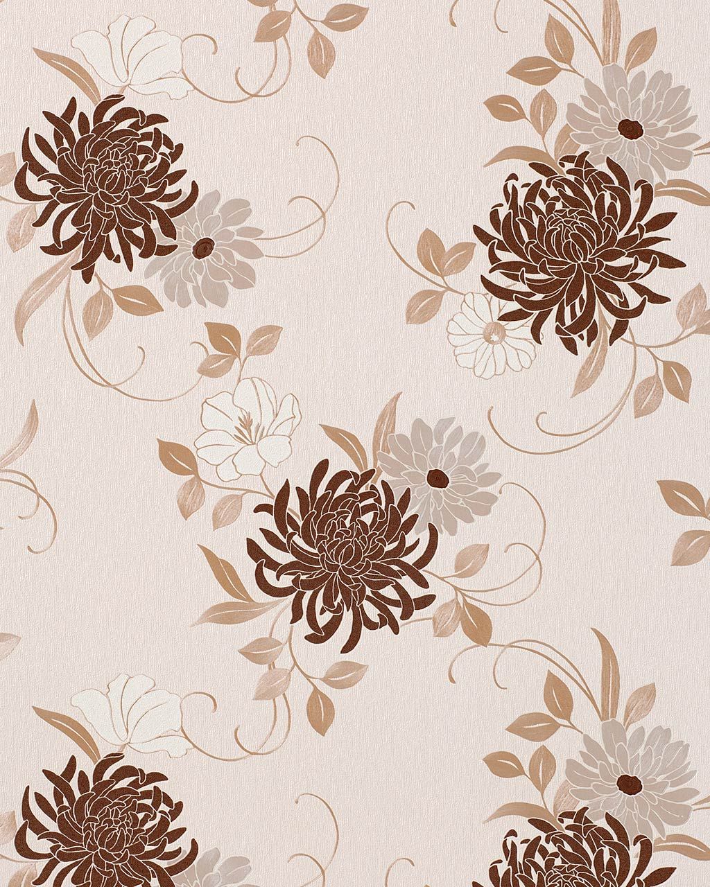 EDEM 824 23 floral blumen tapete beige schoko braun braun silber grau