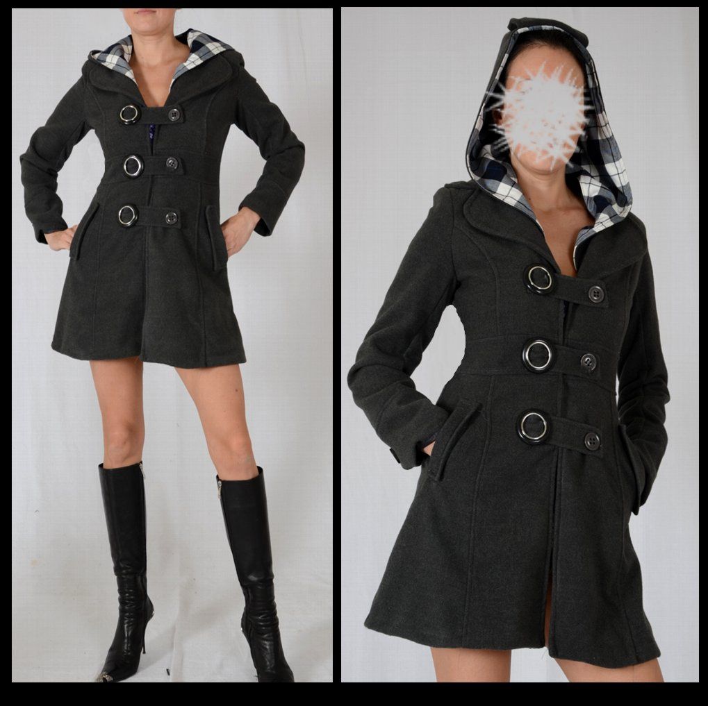 TRENDY WINTERMANTEL MANTEL JACKE TRENCH COAT KAPUZE 36 S