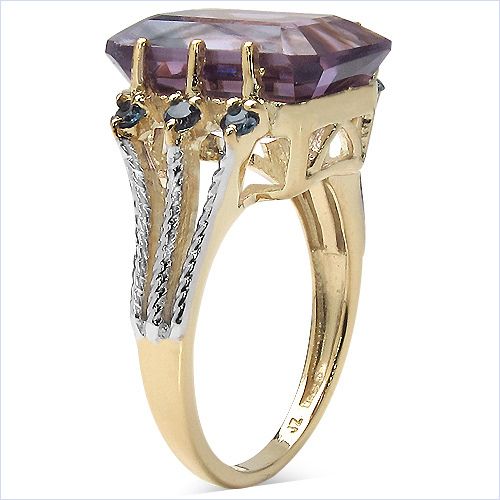 Bezaubernde Amethyst und Blautopas Ring Sterling Silber vergoldet