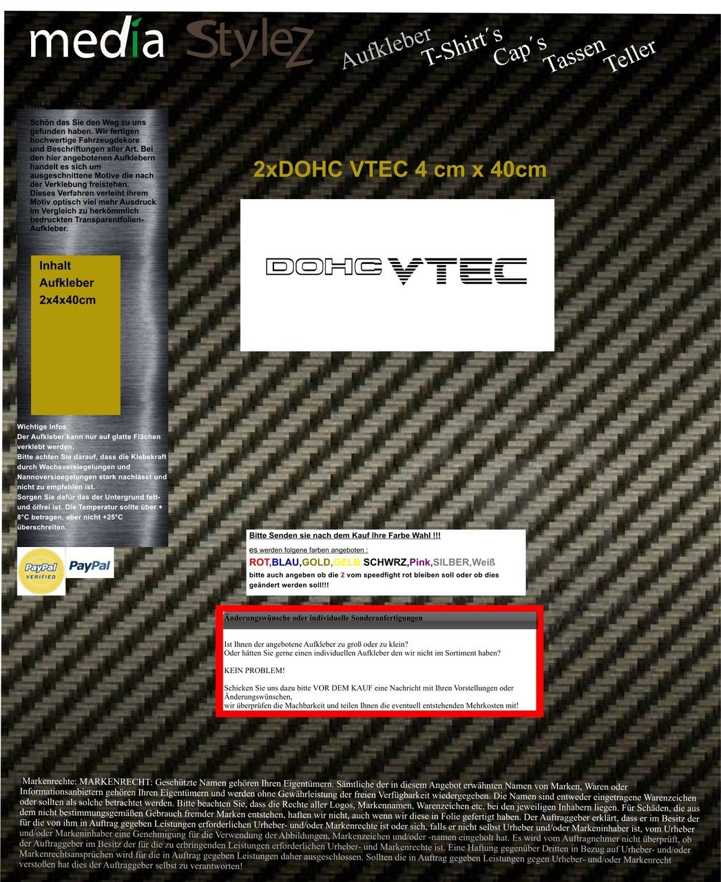 2x DOHC VTEC VTI Honda Auto Aufkleber Sticker JDM OEM DUB Decal Freie