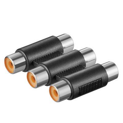 Cinch Adapter Doppelkupplung Doppel Kupplung Verbinder 3 fach Buchse