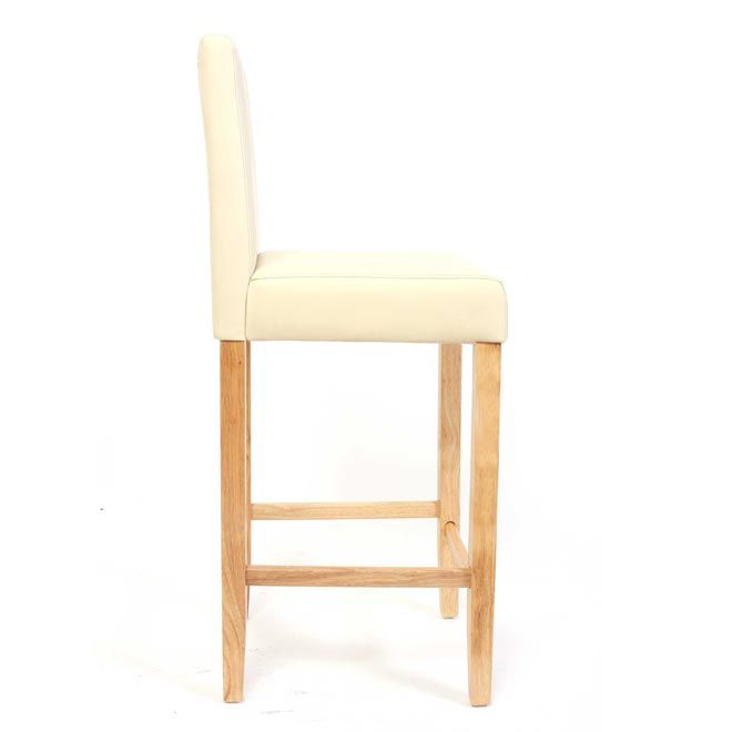 Ware 2x Barhocker Barstuhl M37 Kunstleder ~ creme, helle Füße