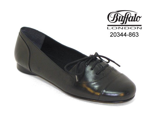 BUFFALO BALLERINA GLATTLEDER SCHWARZ NEU 20344 863