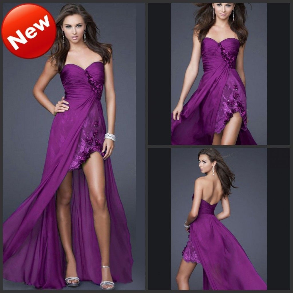 Lila Chiffon Sexy Abendkleider Ballkleid Billig Lang Gr 36 38 40 42 44