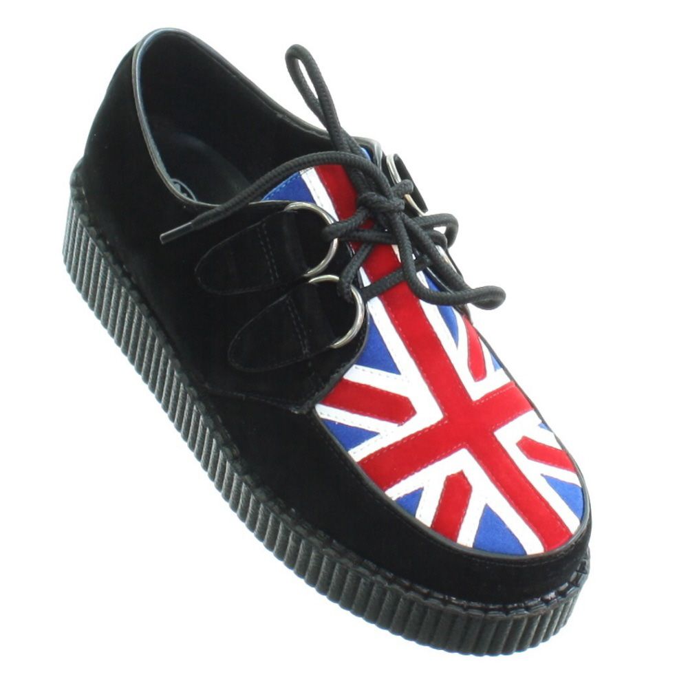 Halbschuhe Damen Schnürschuhe UK Flagge Union Jack Rock Trendy 36