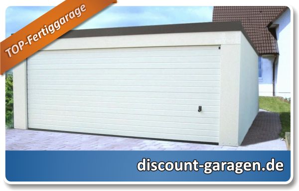 Fertiggarage 5,85x8,84x2,45m, Doppelgarage mit Hörmann Sektionaltor