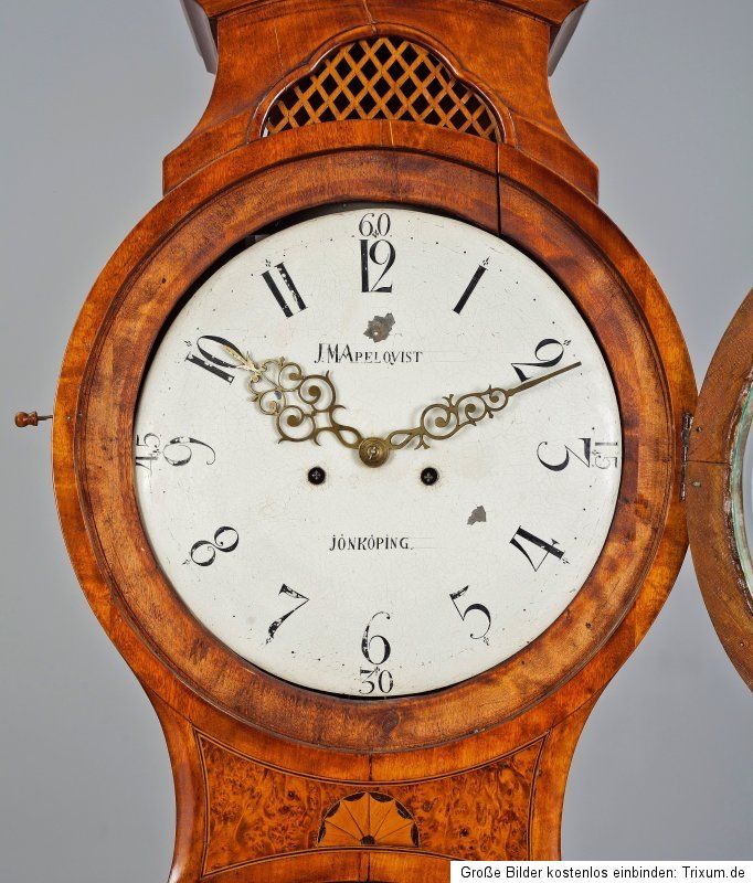 STANDUHR UM 1800 SIGNIERT JM APELQVIST Empire Biedermeier Birke