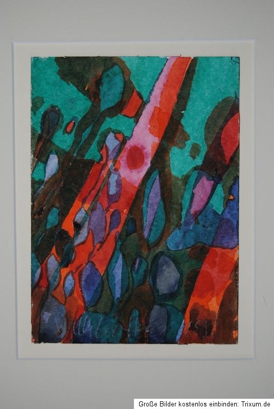 WILLIBRORD HAAS Knospen Aquarell HANDSIGNIERT 1980 Unikat Abstrakt